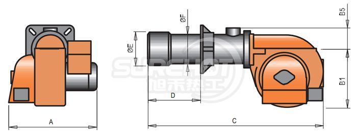 百得BGN540 LX V 變頻技術燃燒器外型尺寸圖